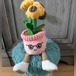 Playful Pink and Yellow Plush Flower Pot Accessory